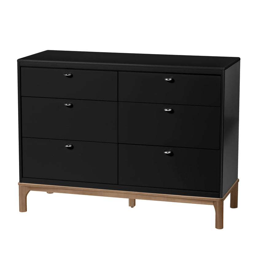 Commode 6 Tiroirs Laurel - Noir/Noyer-Little Seeds-LIS-CG007SCBP-CLÉMENT