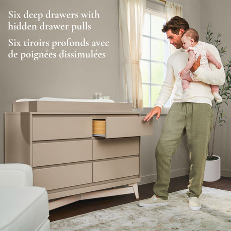 Commode 6 Tiroirs Pala - Blanc/Taupe-Little Seeds-LIS-CG011WPWS-CLÉMENT