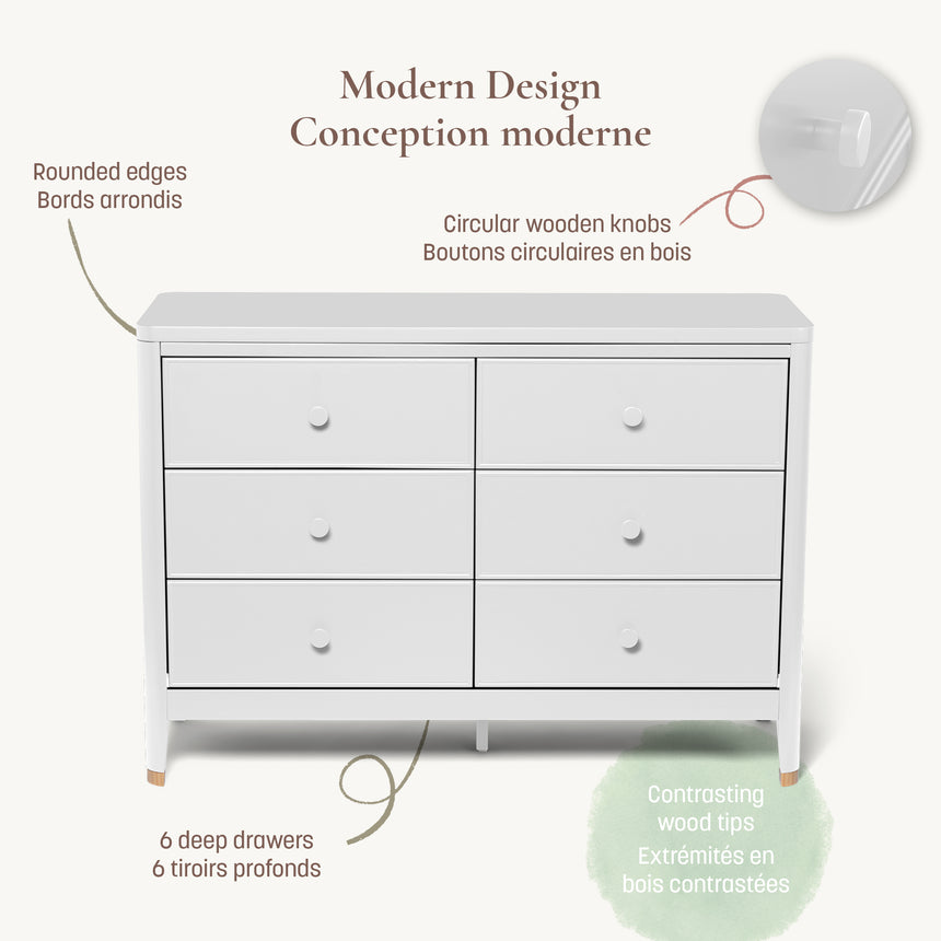 Commode 6 Tiroirs Aster - Blanc-Little Seeds-LIS-CG024WHP-CLÉMENT