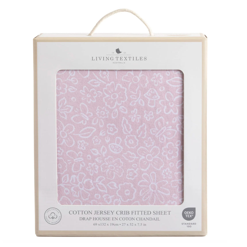 Drap Contour pour Lit de Bébé - Fleurs Roses-Living Textiles-LIV-101225-CLÉMENT
