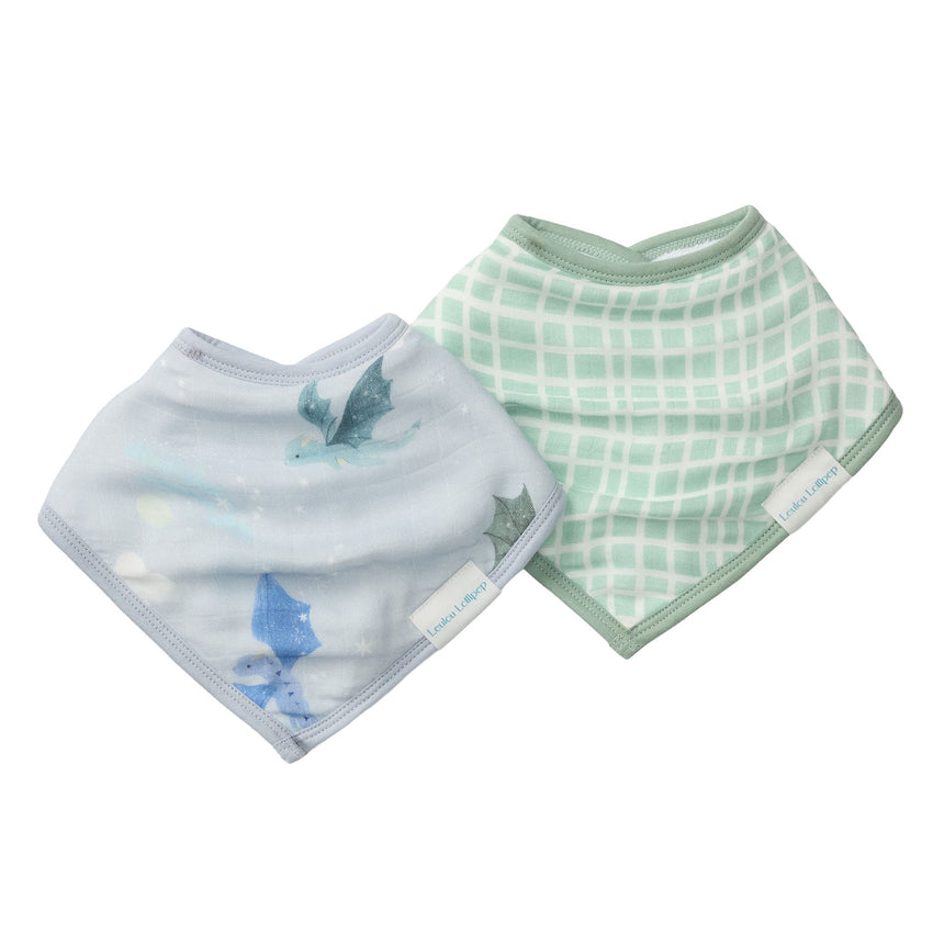 Bavoirs Bandana Mousseline (2) - Dragons-Loulou Lollipop-LLP-BIBMGD-CLÉMENT