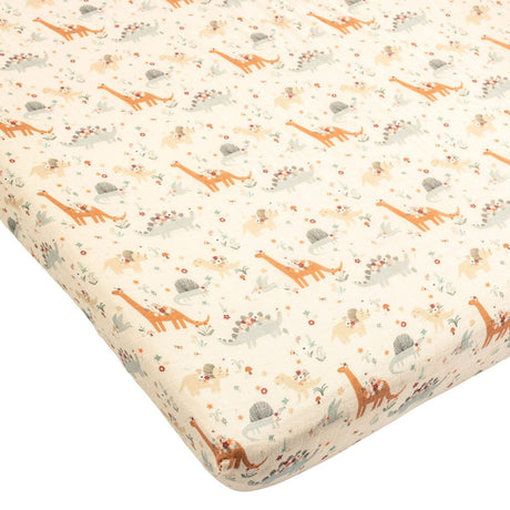 Drap Contour pour Lit de Bébé - Mousseline Bambou Baby Dinomite-Loulou Lollipop-LLP-CRIBBDN-CLÉMENT