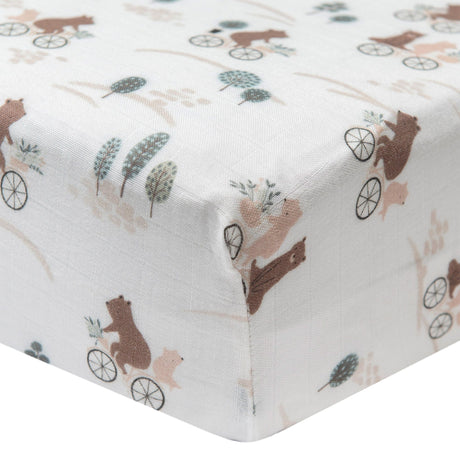Drap Contour pour Lit de Bébé - Mousseline Bambou Ours-Loulou Lollipop-LLP-CRIBBOB-CLÉMENT