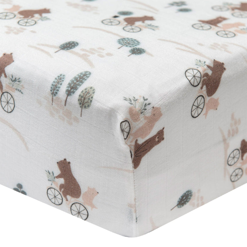 Drap Contour pour Lit de Bébé - Mousseline Bambou Ours-Loulou Lollipop-LLP-CRIBBOB-CLÉMENT