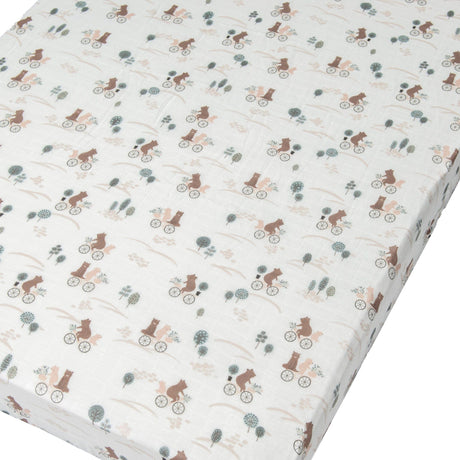 Drap Contour pour Lit de Bébé - Mousseline Bambou Ours-Loulou Lollipop-LLP-CRIBBOB-CLÉMENT