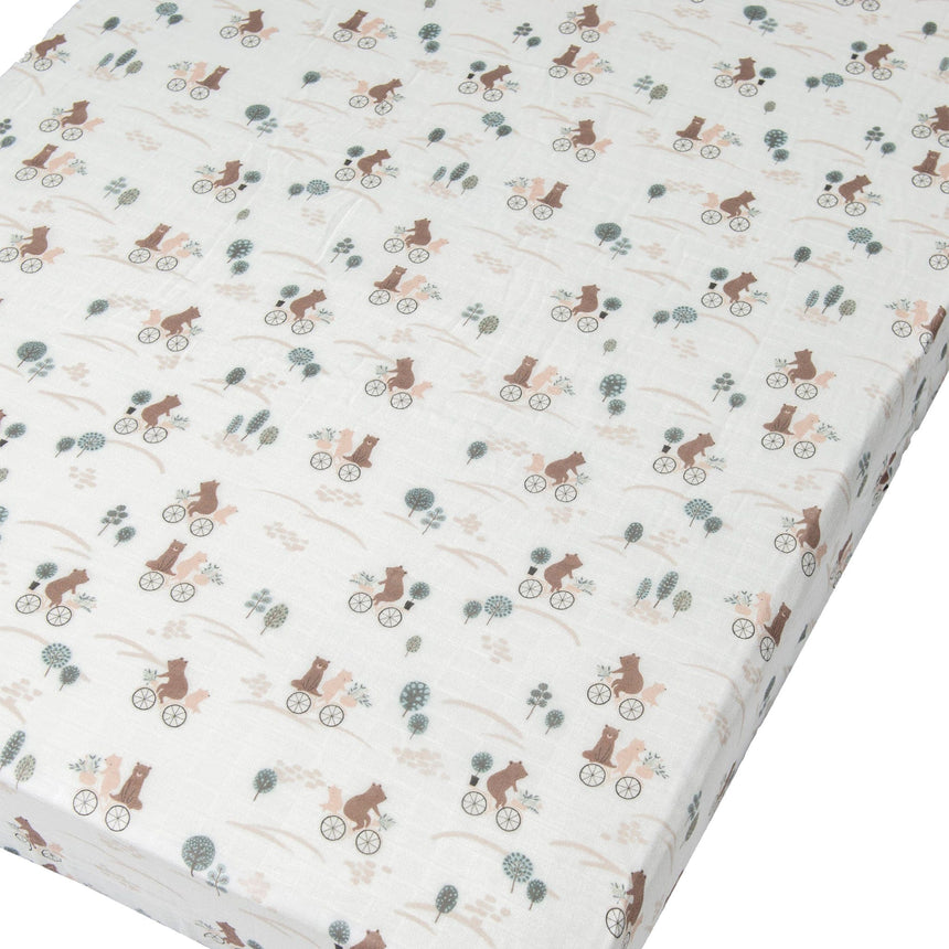 Drap Contour pour Lit de Bébé - Mousseline Bambou Ours-Loulou Lollipop-LLP-CRIBBOB-CLÉMENT