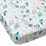 Drap Contour pour Lit de Bébé - Mousseline Bambou Dinosaures-Loulou Lollipop-LLP-CRIBDNO-CLÉMENT