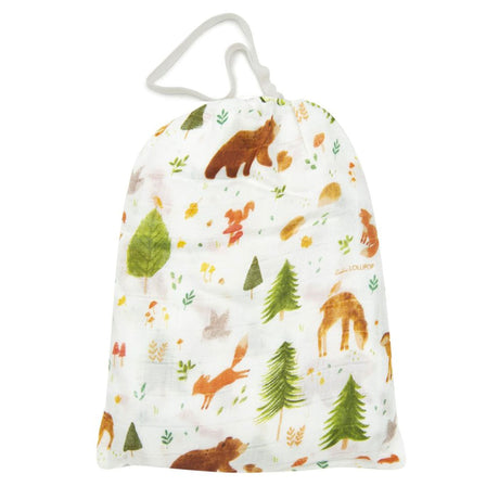 Drap Contour pour Lit de Bébé - Mousseline Bambou Amis de la Forêt-Loulou Lollipop-LLP-CRIBFORFDS-CLÉMENT