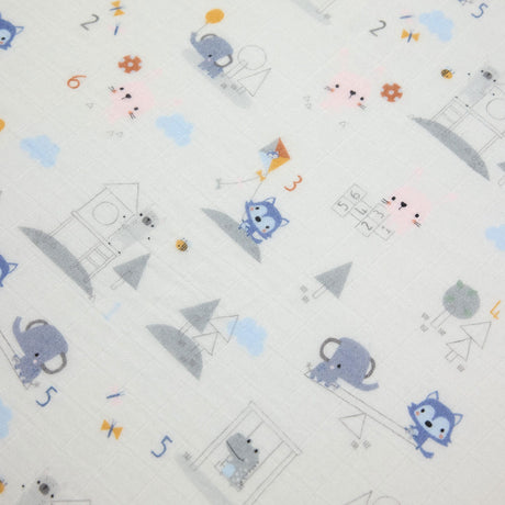 Drap Contour pour Lit de Bébé - Mousseline Bambou Mini mathématiciens-Loulou Lollipop-LLP-CRIBMML-CLÉMENT