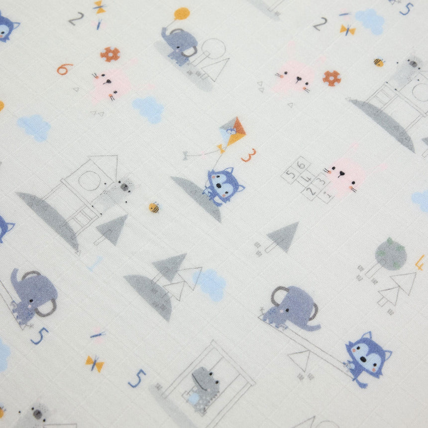 Drap Contour pour Lit de Bébé - Mousseline Bambou Mini mathématiciens-Loulou Lollipop-LLP-CRIBMML-CLÉMENT