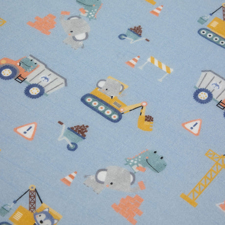Drap Contour pour Lit de Bébé - Mousseline Bambou Mini Ingénieurs-Loulou Lollipop-LLP-CRIBTNE-CLÉMENT