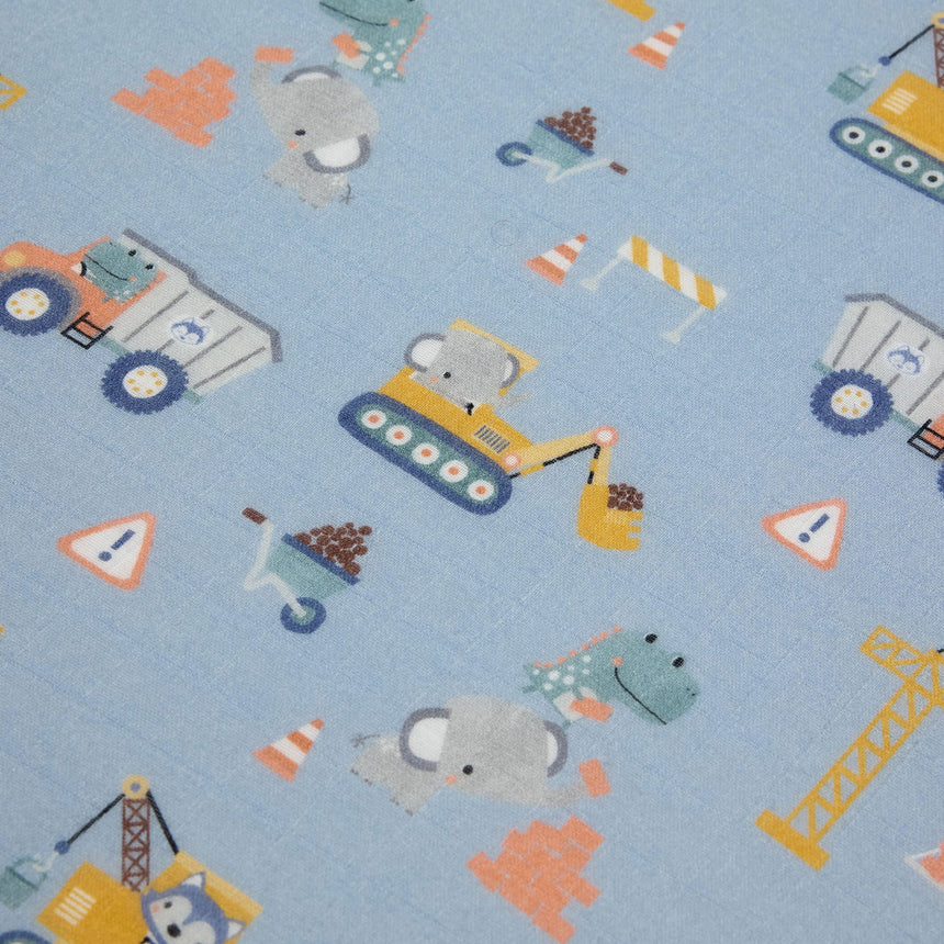 Drap Contour pour Lit de Bébé - Mousseline Bambou Mini Ingénieurs-Loulou Lollipop-LLP-CRIBTNE-CLÉMENT