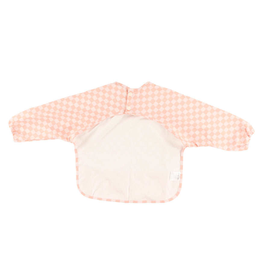 Bavoir Manches Longues Imperméable - Carreaux Rose-Loulou Lollipop-LLP-LSBIBPCB-CLÉMENT