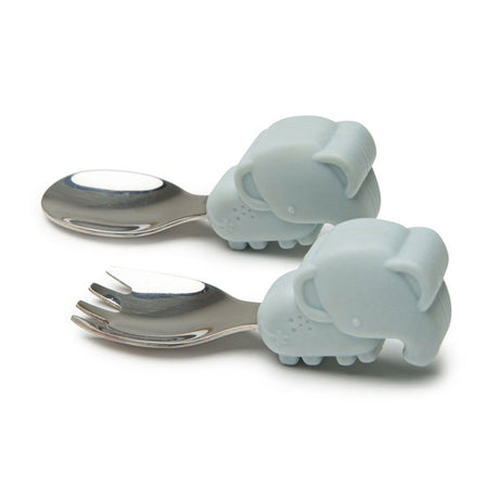 Ensemble Cuillère et Fourchette - Éléphant-Loulou Lollipop-LLP-LSET-003-BLU-CLÉMENT