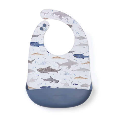 Bavoir en Silicone - Motifs Requins-Loulou Lollipop-LLP-SILBIBSHK-CLÉMENT