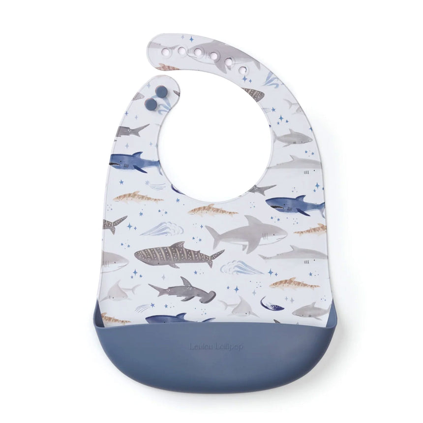 Bavoir en Silicone - Motifs Requins-Loulou Lollipop-LLP-SILBIBSHK-CLÉMENT