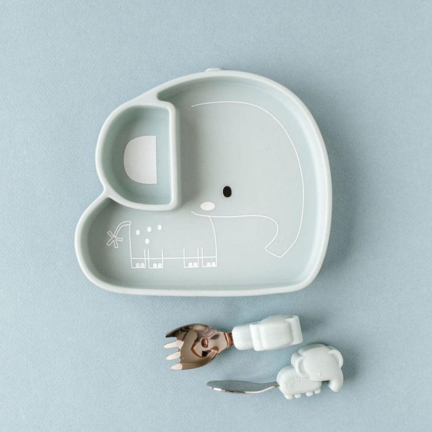 Assiette en Silicone - Éléphant-Loulou Lollipop-LLP-SPL-003-BLU-CLÉMENT