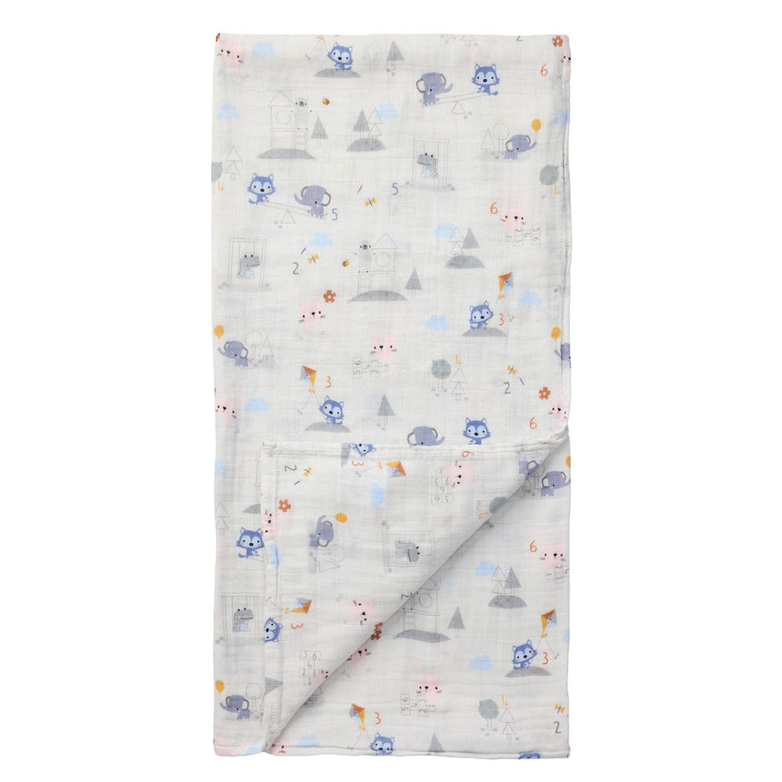Couverture Mousseline Bambou - Mini Mathématiciens-Loulou Lollipop-LLP-SWMML-CLÉMENT