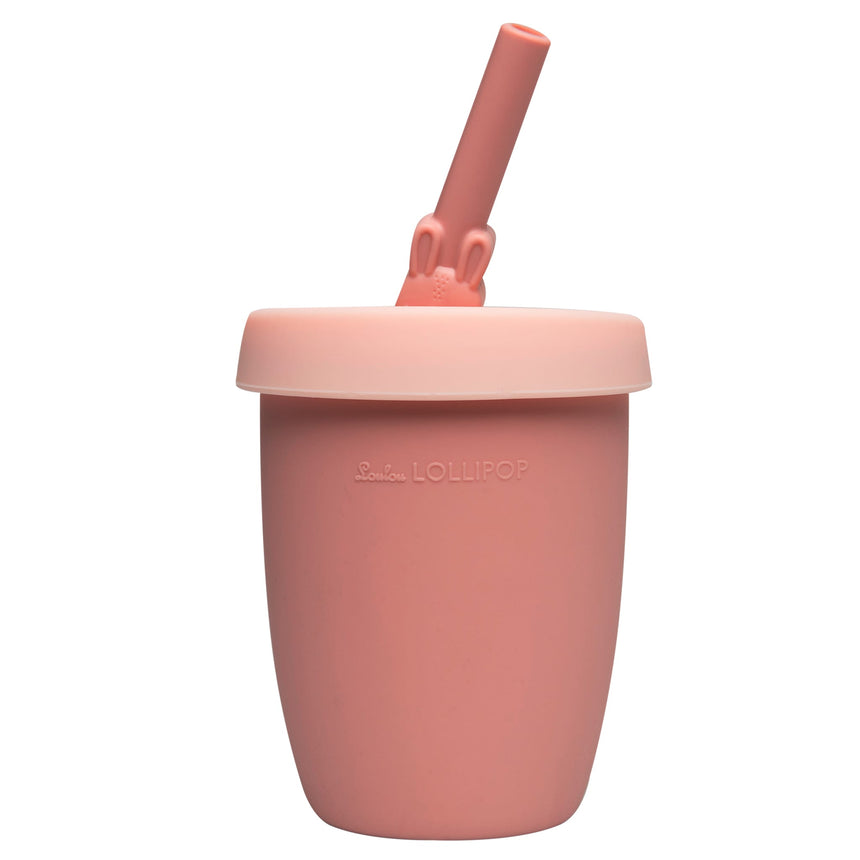 Gobelet en Silicone avec Couvercle et Paille - Lapin-Loulou Lollipop-LLP-TCUP-002-BPK-CLÉMENT