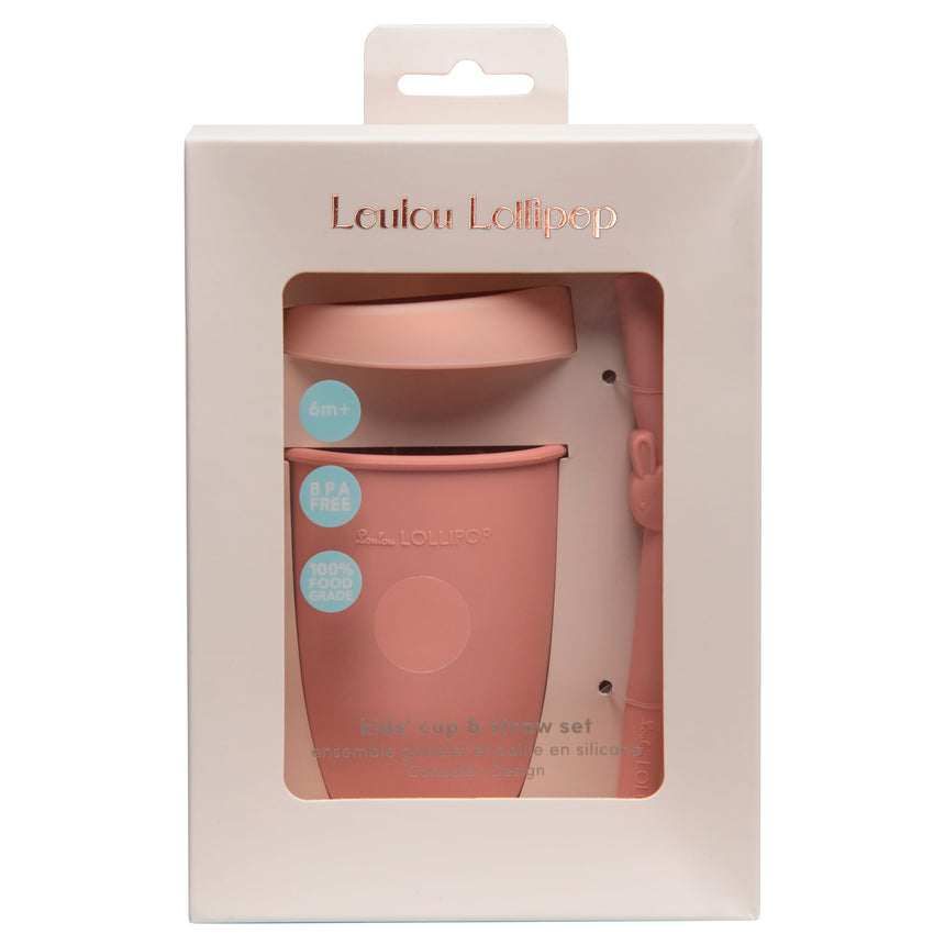 Gobelet en Silicone avec Couvercle et Paille - Lapin-Loulou Lollipop-LLP-TCUP-002-BPK-CLÉMENT