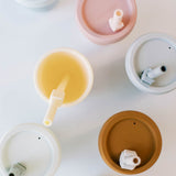 Gobelet en Silicone avec Couvercle et Paille - Lapin-Loulou Lollipop-LLP-TCUP-002-BPK-CLÉMENT