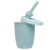 Gobelet en Silicone avec Couvercle et Paille - Éléphant-Loulou Lollipop-LLP-TCUP-003-BLU-CLÉMENT