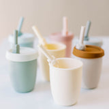 Gobelet en Silicone avec Couvercle et Paille - Éléphant-Loulou Lollipop-LLP-TCUP-003-BLU-CLÉMENT