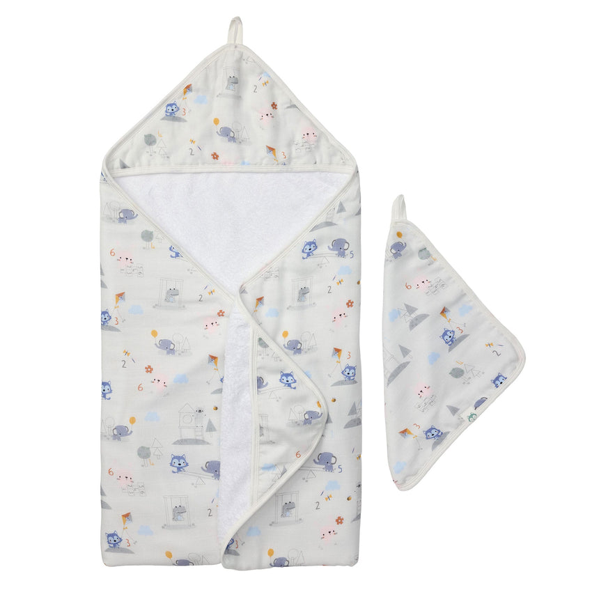 Ensemble Serviette à Capuchon - Mini Mathématiciens-Loulou Lollipop-LLP-TWMML-CLÉMENT