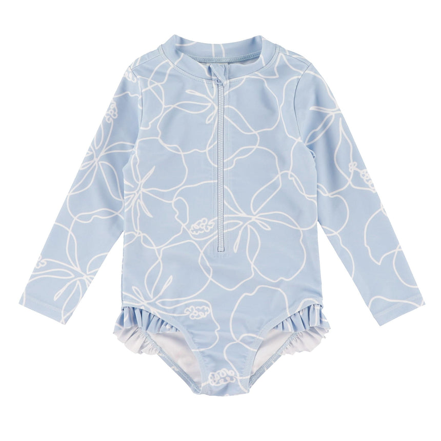 Maillot UV Manches Longues Hibiscus 3-24mois-Look-Bleu-3-6 m-LOK-1261057C-CLÉMENT