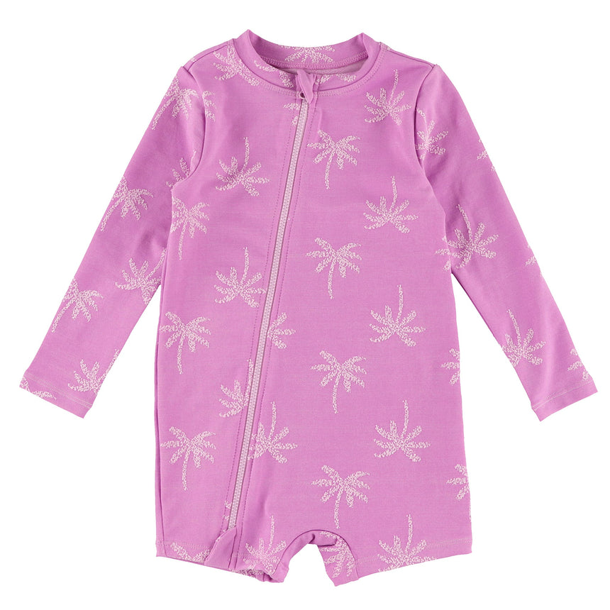 Maillot UV Manches Longues Texturé Palmiers 3-24mois-Look-Mauve-3-6 m-LOK-1261079C-CLÉMENT