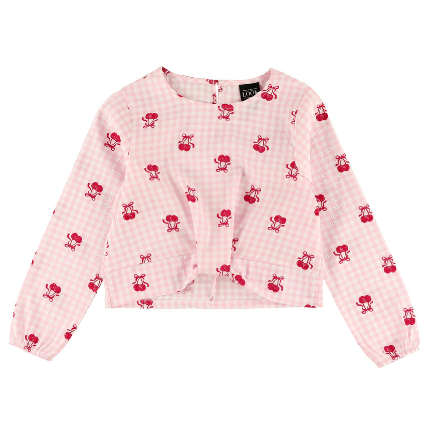 Blouse Vichy Cerises 7-14ans-Look-Rose-S-LOK-1263500C-CLÉMENT