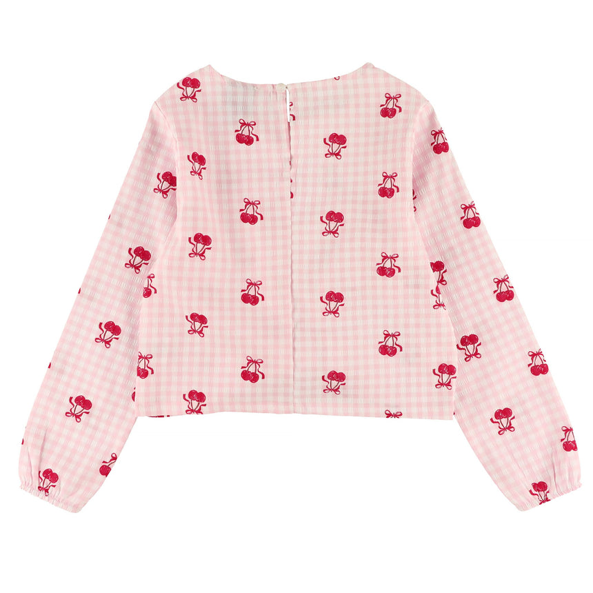 Blouse Vichy Cerises 7-14ans-Look-LOK-1263500C-CLÉMENT