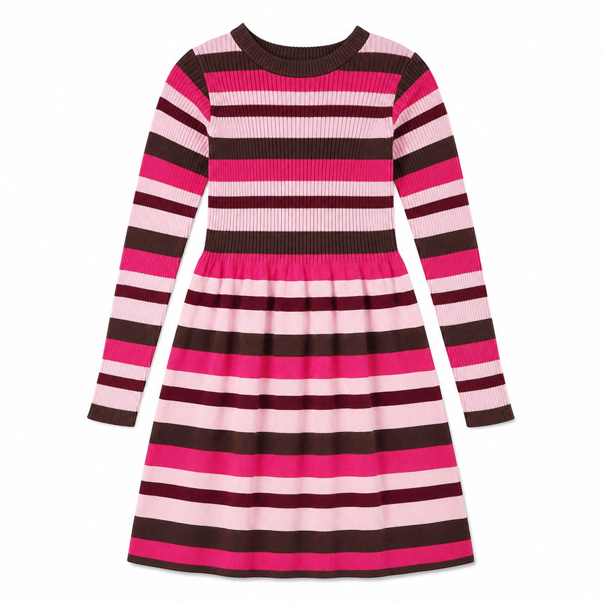 Robe Rayée Blush & Boucle 7-14ans-Look-Rose-S-LOK-2263492C-CLÉMENT
