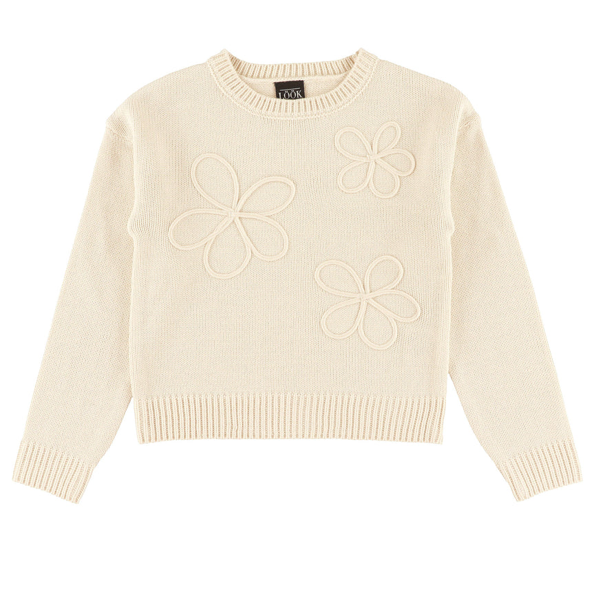 Pull Fleurs Blush & Boucle 7-14ans-Look-Ivoire-S-LOK-2263505C-IVO-CLÉMENT