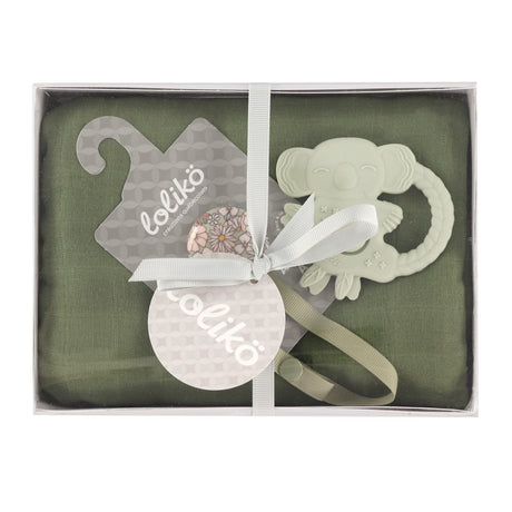 Ensemble Cadeau - Motif Fleurs Vertes Mousseline Verte-Loliko-LOL-EC1186-CLÉMENT