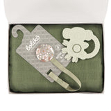 Ensemble Cadeau - Motif Fleurs Vertes Mousseline Verte-Loliko-LOL-EC1186-CLÉMENT