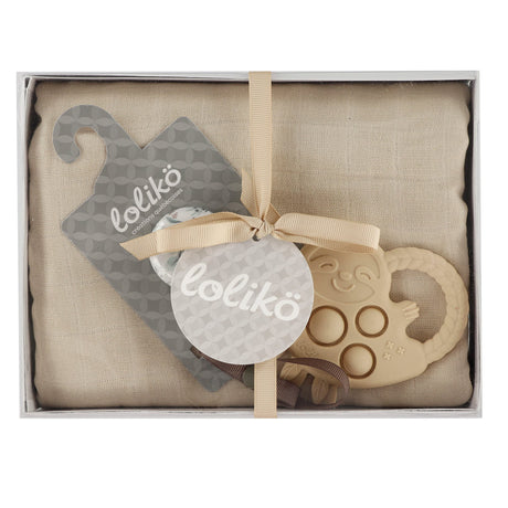 Ensemble Cadeau - motif Eucalyptus Mousseline Beige-Loliko-LOL-EC1263-CLÉMENT