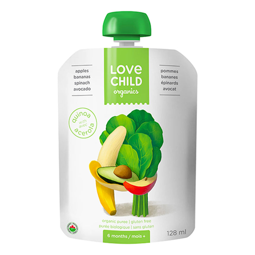 Purée Bio - Superblends - Pommes, Bananes, Épinards et Avocat (À partir de 6 mois)-Love Child Organics-LOV-LOVPU017-CLÉMENT