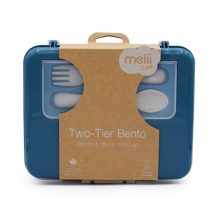 Boîte à lunch bento à 2 étages – Marine et ivoire LUXE-Melii-MEI-40141-CLÉMENT