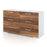 Commode 6 Tiroirs - Blanc Noyer-Meuble Meq-MEQ-6494BD-CLÉMENT
