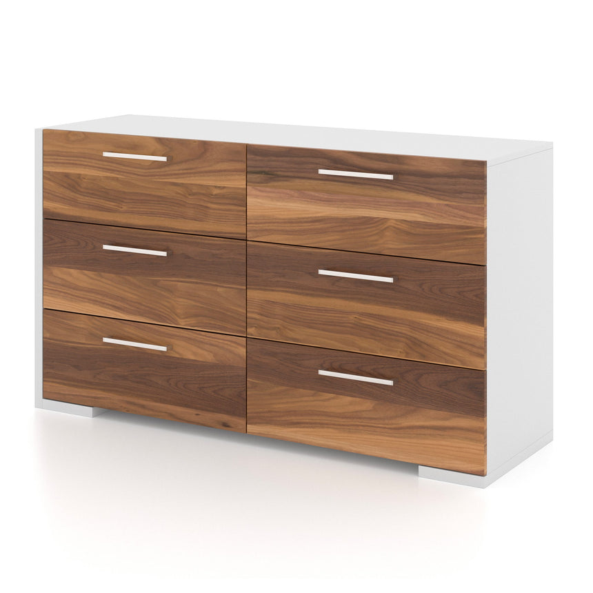 Commode 6 Tiroirs - Blanc Noyer-Meuble Meq-MEQ-6494BD-CLÉMENT