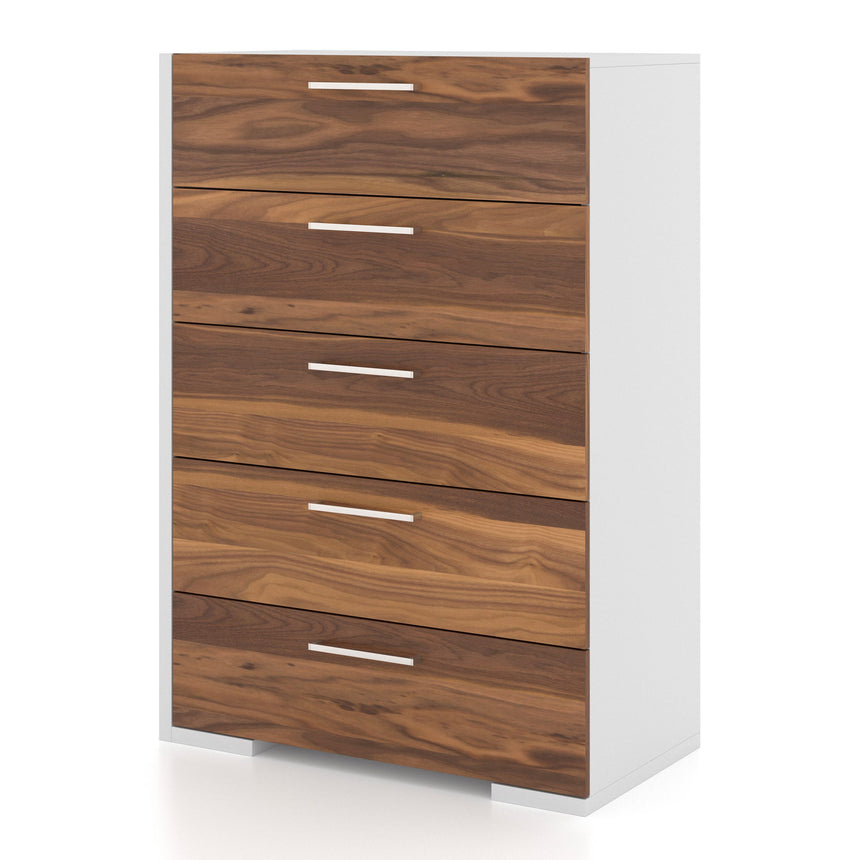 Commode 5 Tiroirs - Blanc Noyer-Meuble Meq-MEQ-6494C5-CLÉMENT