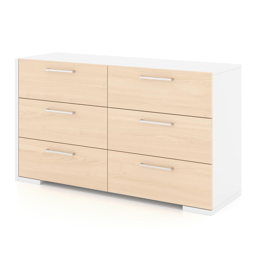 Commode 6 Tiroirs - Blanc Naturel-Meuble Meq-MEQ-6498BD-CLÉMENT