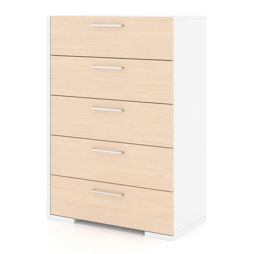 Commode 5 Tiroirs - Blanc Naturel-Meuble Meq-MEQ-6498C5-CLÉMENT