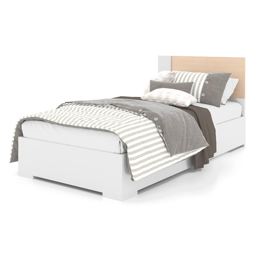 Lit Simple - Blanc Naturel-Meuble Meq-MEQ-6498L3SPPB-CLÉMENT