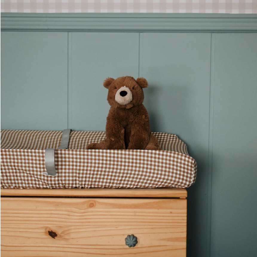 Housse Matelas à Langer- Vichy Brun-Minika-MKA-PADCOVER-CLÉMENT