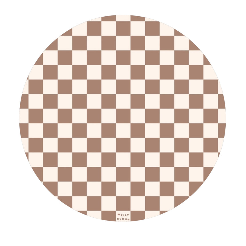 Tapis Catch All pour les repas et les jeux – Damier caramel-Milly Stone-MLS-CAM024-CLÉMENT