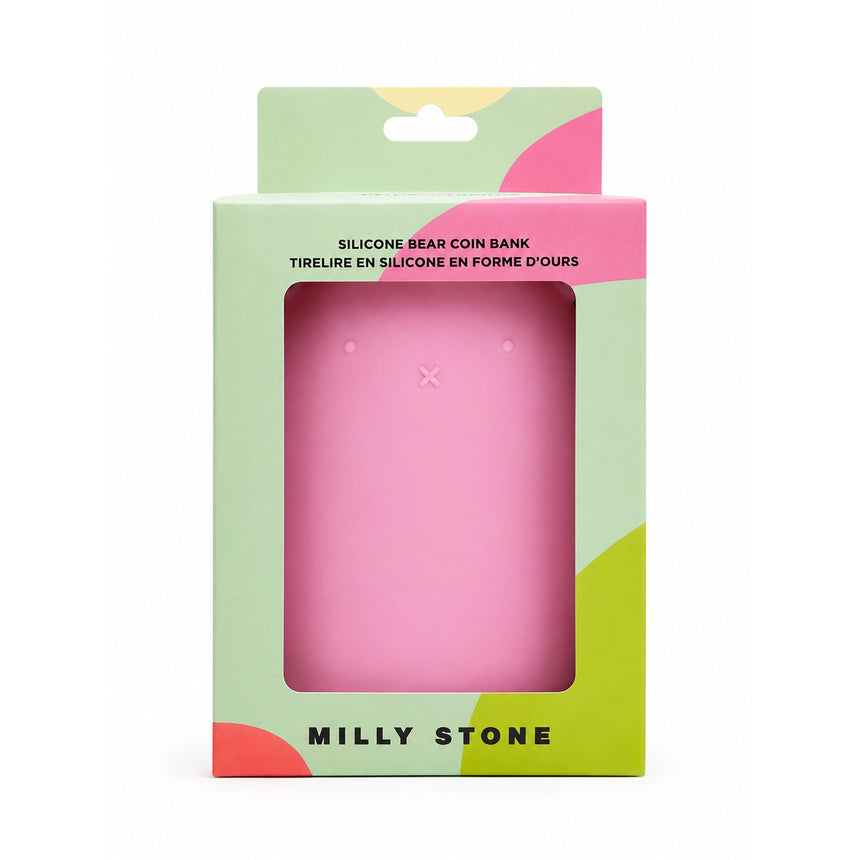 Tirelire en silicone – Ours – Lait à la fraise-Milly Stone-MLS-SILBANK002-CLÉMENT