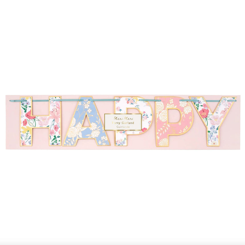Guirlande Happy Birthday - Jardin Anglais Fleurs-Meri Meri-MME-205579-CLÉMENT