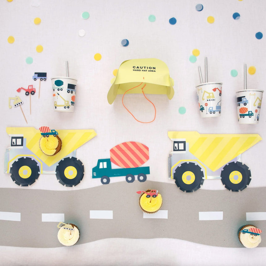 Assiettes de Carton (8) - Camion Benne Construction-Meri Meri-MME-214831-CLÉMENT